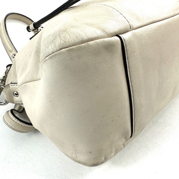 Coach Daisy Mia F23901 Cream Leather Medium Satchel Shoulder Bag Purse 2 Charms - Picture 12 of 15